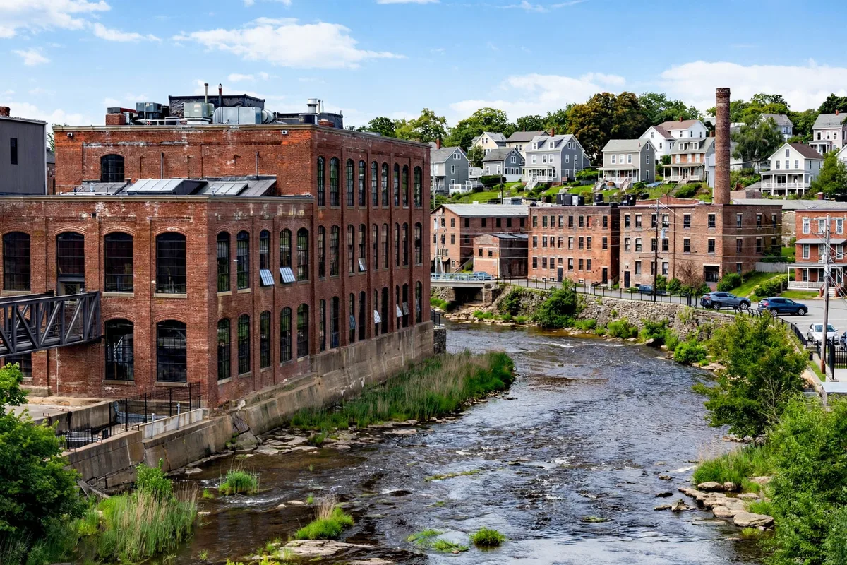 Former mill city center in Sanford, Maine